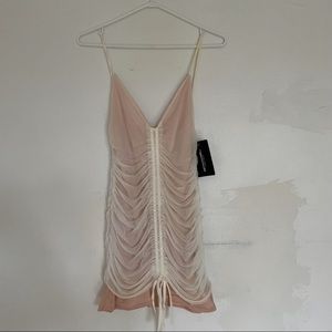 Pretty Little Thing Ruched Pink and White Dress